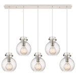 Newton Sphere Linear Multi Light Pendant - Polished Nickel / Clear Seedy