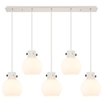 Newton Sphere Linear Multi Light Pendant - Polished Nickel / Frosted
