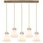 Newton Cone Linear Multi Light Pendant - Brushed Brass / Frosted