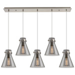 Newton Cone Linear Multi Light Pendant - Brushed Satin Nickel / Smoked