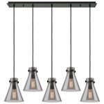 Newton Cone Linear Multi Light Pendant - Matte Black / Smoked