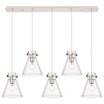 Newton Cone Linear Multi Light Pendant - Polished Nickel / Clear