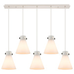Newton Cone Linear Multi Light Pendant - Polished Nickel / Frosted