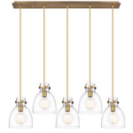 Newton Bell Linear Pendant - Brushed Brass / Clear