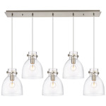 Newton Bell Linear Pendant - Brushed Satin Nickel / Clear