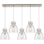 Newton Bell Linear Pendant - Brushed Satin Nickel / Clear Seedy