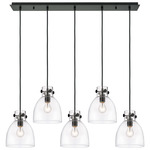 Newton Bell Linear Pendant - Matte Black / Clear