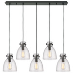 Newton Bell Linear Pendant - Matte Black / Clear Seedy