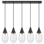 Malone Linear Multi Light Pendant - Matte Black / Striped Clear