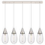 Malone Linear Multi Light Pendant - Polished Nickel / Striped Clear