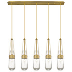 Milan Linear Multi Light Pendant - Brushed Brass / Clear