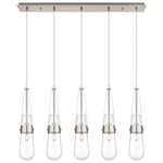 Milan Linear Multi Light Pendant - Brushed Satin Nickel / Clear