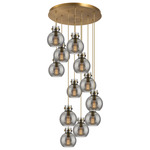 Newton Sphere Multi Light Pendant - Brushed Brass / Smoked