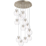 Newton Sphere Multi Light Pendant - Brushed Satin Nickel / Clear