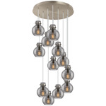 Newton Sphere Multi Light Pendant - Brushed Satin Nickel / Smoked