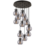 Newton Sphere Multi Light Pendant - Matte Black / Smoked