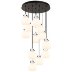 Newton Sphere Multi Light Pendant - Matte Black / Frosted