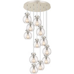 Newton Sphere Multi Light Pendant - Polished Nickel / Clear Seedy