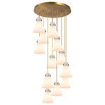Newton Cone Multi Light Pendant - Brushed Brass / Frosted