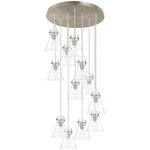 Newton Cone Multi Light Pendant - Brushed Satin Nickel / Clear