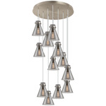 Newton Cone Multi Light Pendant - Brushed Satin Nickel / Smoked