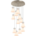Newton Cone Multi Light Pendant - Brushed Satin Nickel / Frosted