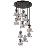 Newton Cone Multi Light Pendant - Matte Black / Smoked