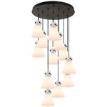 Newton Cone Multi Light Pendant - Matte Black / Frosted