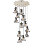 Newton Cone Multi Light Pendant - Polished Nickel / Smoked
