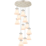 Newton Cone Multi Light Pendant - Polished Nickel / Frosted