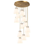 Newton Bell Multi Light Pendant - Brushed Brass / Frosted
