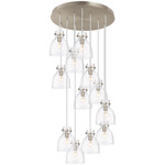 Newton Bell Multi Light Pendant - Brushed Satin Nickel / Clear