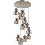 Newton Bell Multi Light Pendant - Brushed Satin Nickel / Smoked