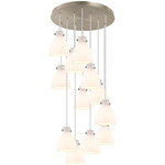 Newton Bell Multi Light Pendant - Brushed Satin Nickel / Frosted