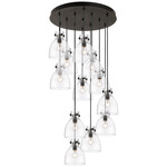 Newton Bell Multi Light Pendant - Matte Black / Clear