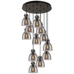 Newton Bell Multi Light Pendant - Matte Black / Smoked