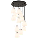 Newton Bell Multi Light Pendant - Matte Black / Frosted