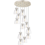 Newton Bell Multi Light Pendant - Polished Nickel / Clear