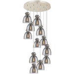 Newton Bell Multi Light Pendant - Polished Nickel / Smoked