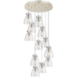 Newton Bell Multi Light Pendant - Polished Nickel / Clear Seedy