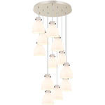Newton Bell Multi Light Pendant - Polished Nickel / Frosted