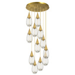 Malone Multi Light Pendant - Brushed Brass / Clear