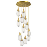Malone Multi Light Pendant - Brushed Brass / Striped Clear