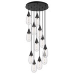 Malone Multi Light Pendant - Matte Black / Striped Clear