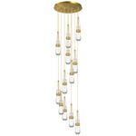 Milan Multi Light Pendant - Brushed Brass / Clear