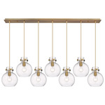 Newton Sphere Linear Multi Light Pendant - Brushed Brass / Clear
