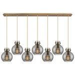 Newton Sphere Linear Multi Light Pendant - Brushed Brass / Smoked