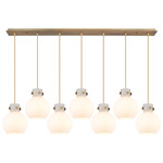 Newton Sphere Linear Multi Light Pendant - Brushed Brass / Frosted