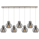 Newton Sphere Linear Multi Light Pendant - Brushed Satin Nickel / Smoked