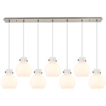 Newton Sphere Linear Multi Light Pendant - Brushed Satin Nickel / Frosted